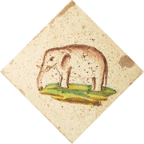 Elefant, sobre illeta amb diagonal.